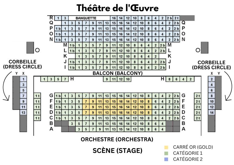 Théâtre de l'Œuvre plan de salle paris tickets seating chart